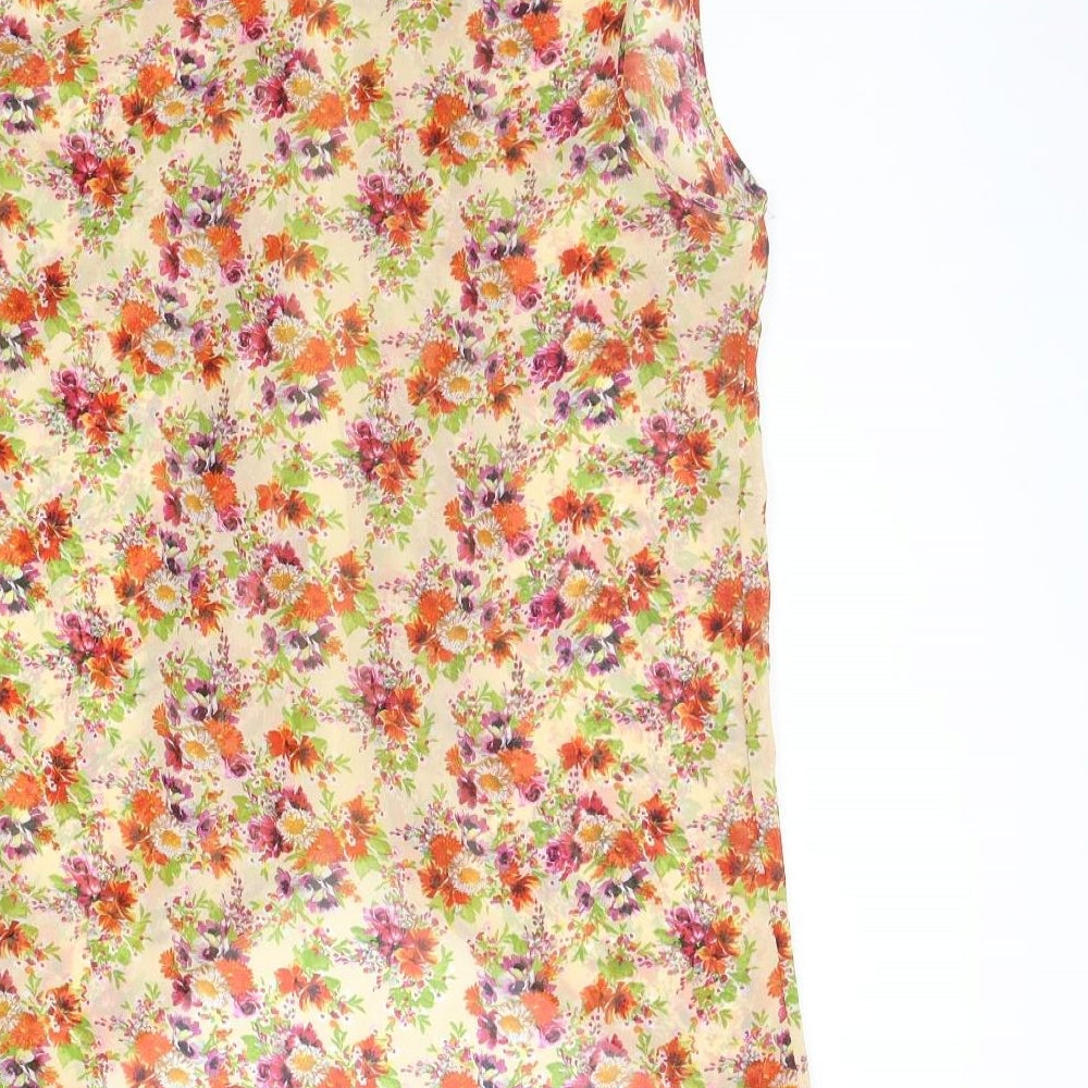 Atmsophere Womens Orange Floral Basic Button-Up Size 14