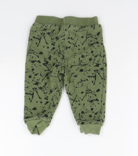 FRED & FLO Girls Green Geometric Jogger Leggings Size 6-9 Months - Elasticated Waist