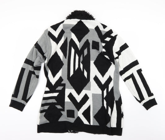 b.you Womens Multicoloured Geometric Overcoat Coat Size 14