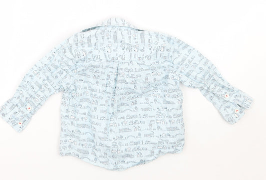 5 10 15 Boys Blue Geometric Basic Button-Up Size 12 Months