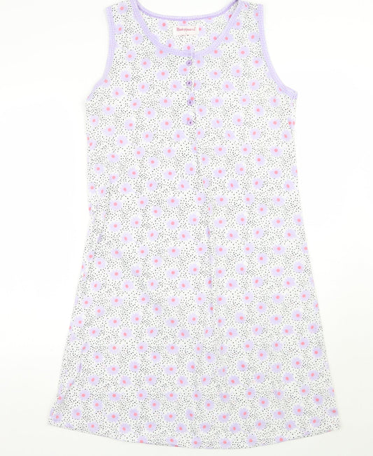 Musda pijamas Womens White Floral A-Line Size L
