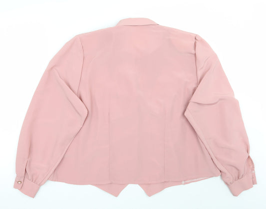 Galmes Womens Pink Floral Basic Button-Up Size L