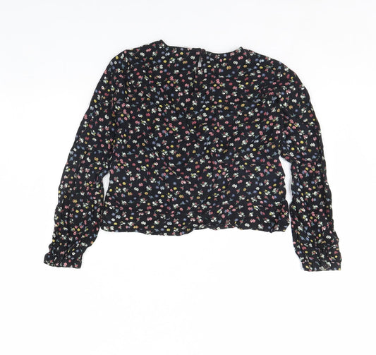 NEXT Girls Black Floral Basic Blouse Size 10 Years