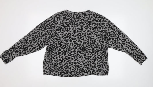 H&M Womens Grey Animal Print Basic Blouse Size M