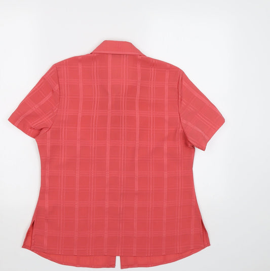 BM Womens Pink Check Basic Button-Up Size 12