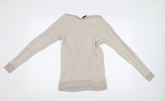 Warehouse Womens Beige Henley Sweatshirt Size 6 - Stag