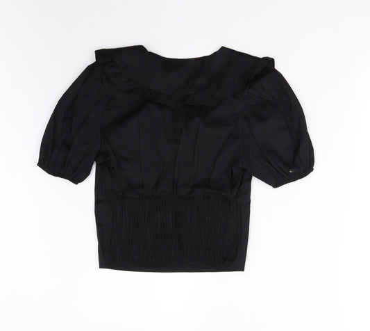 Preworn Womens Black Basic Blouse Size 8