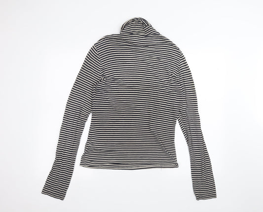 H&M Womens Grey Striped Basic T-Shirt Size S