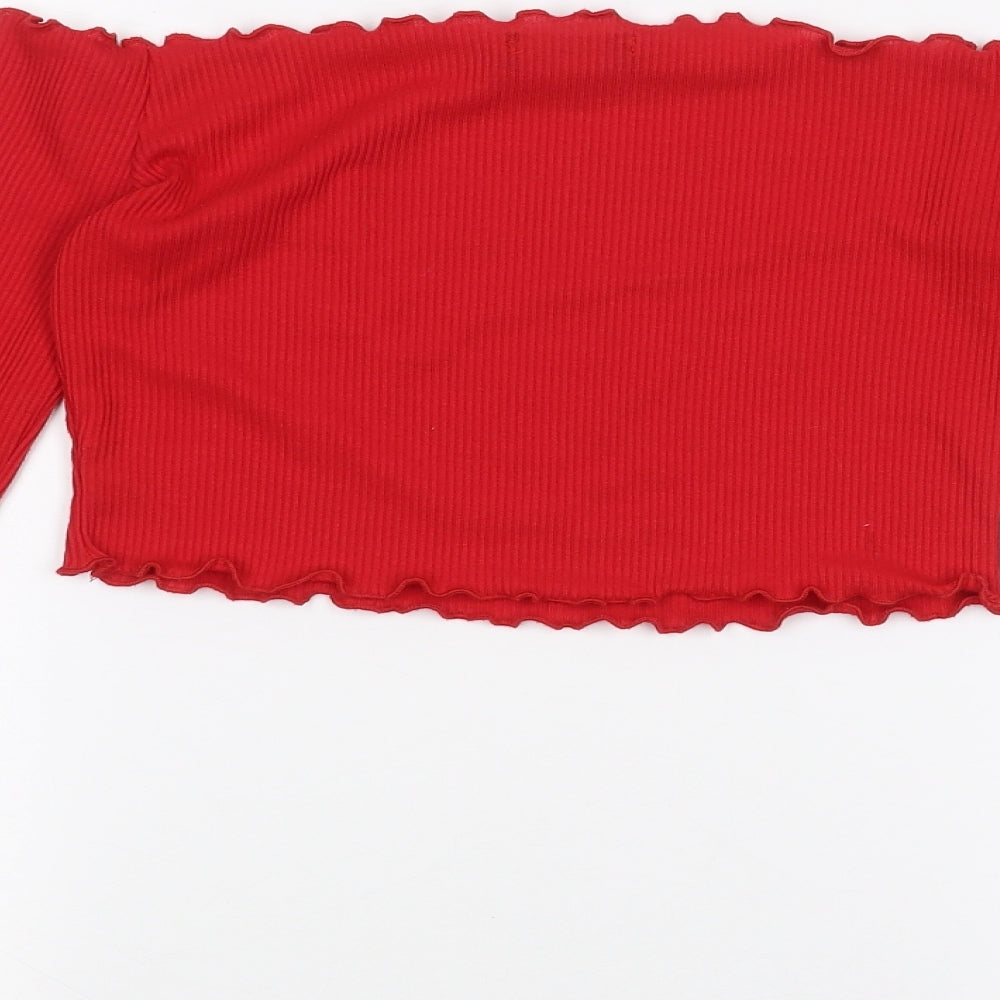 PRETTYLITTLETHING Womens Red Basic T-Shirt Size 8