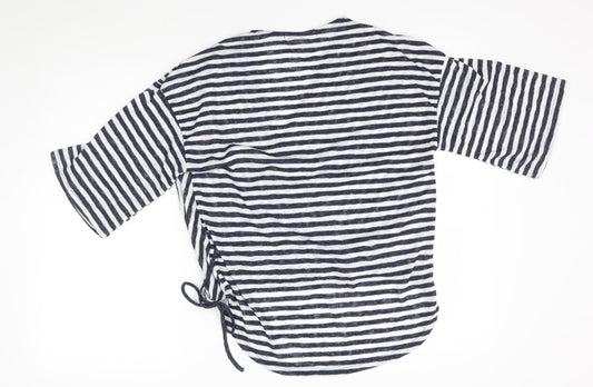 COIN 1804 Womens White Striped Basic Blouse Size M