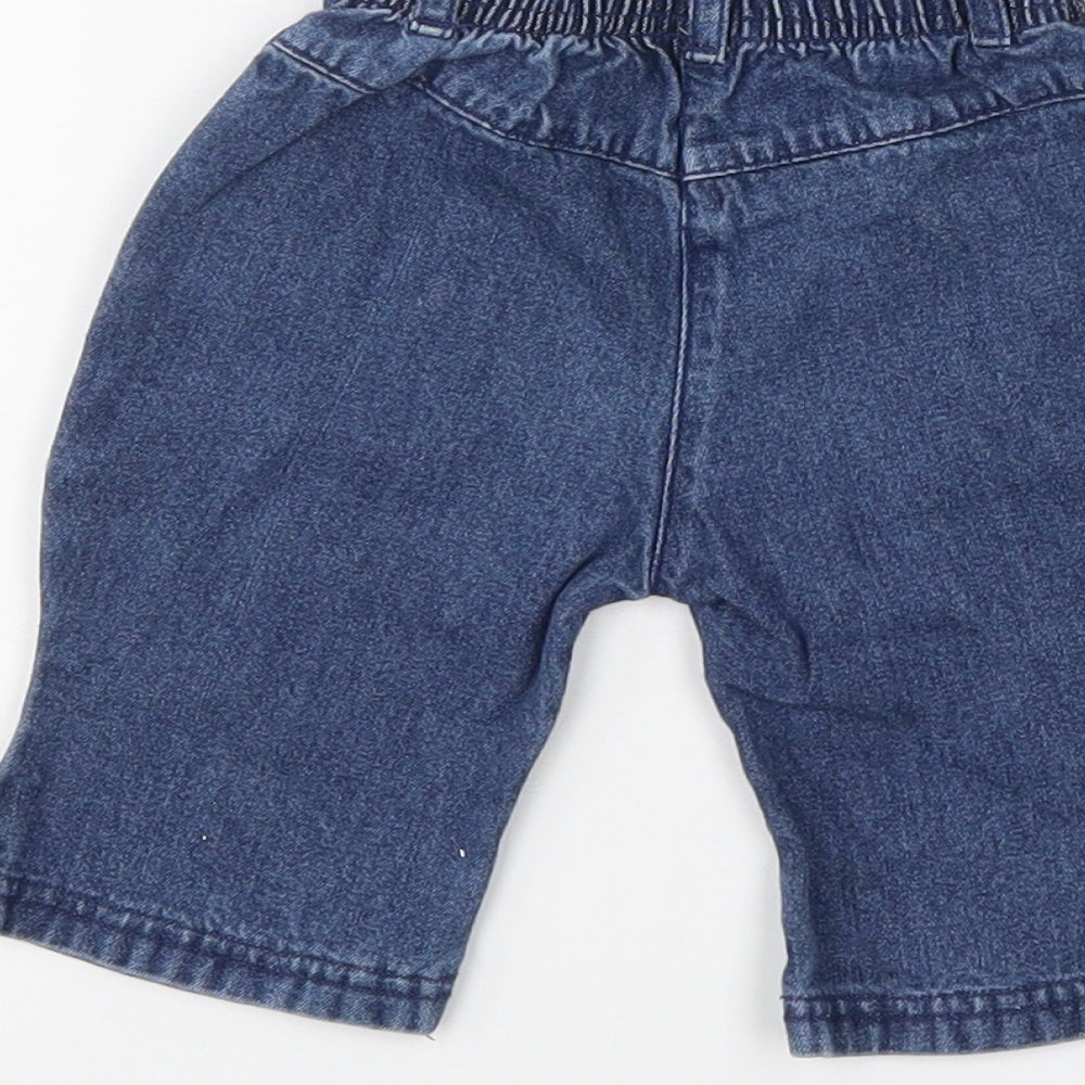 Brand and care label for Adams Baby Blue Floral Denim Jeans, size 3-6, Months