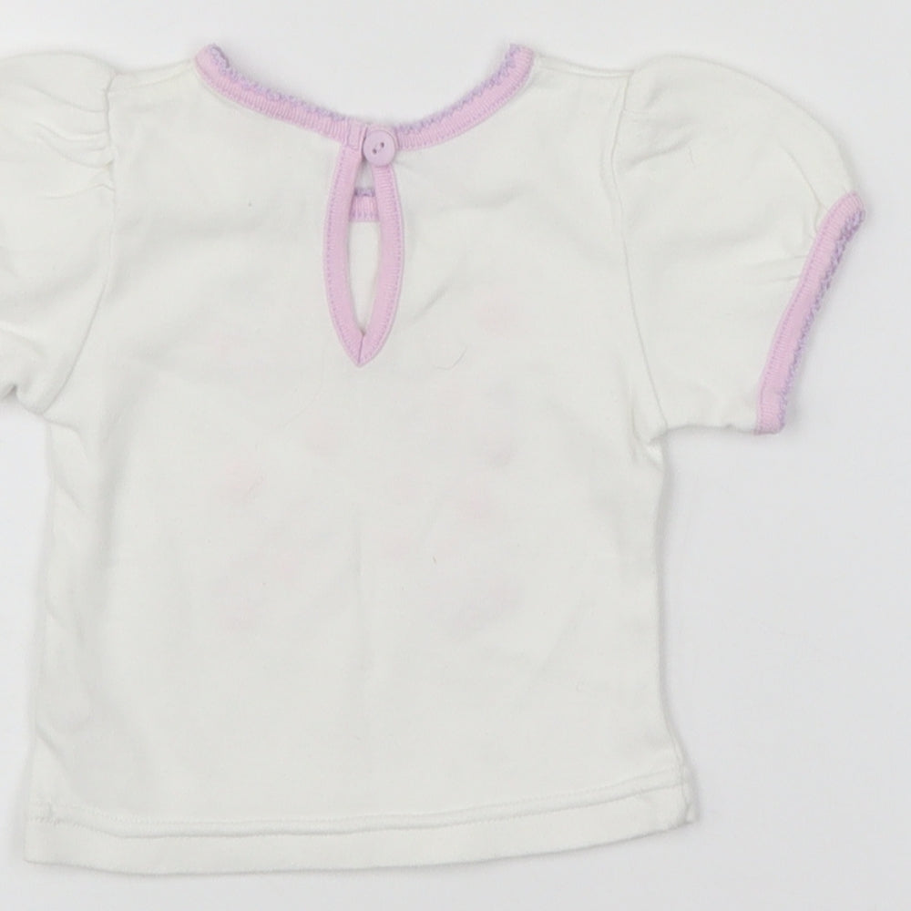 BHS Girls White Floral Basic T-Shirt Size 0-3 Months