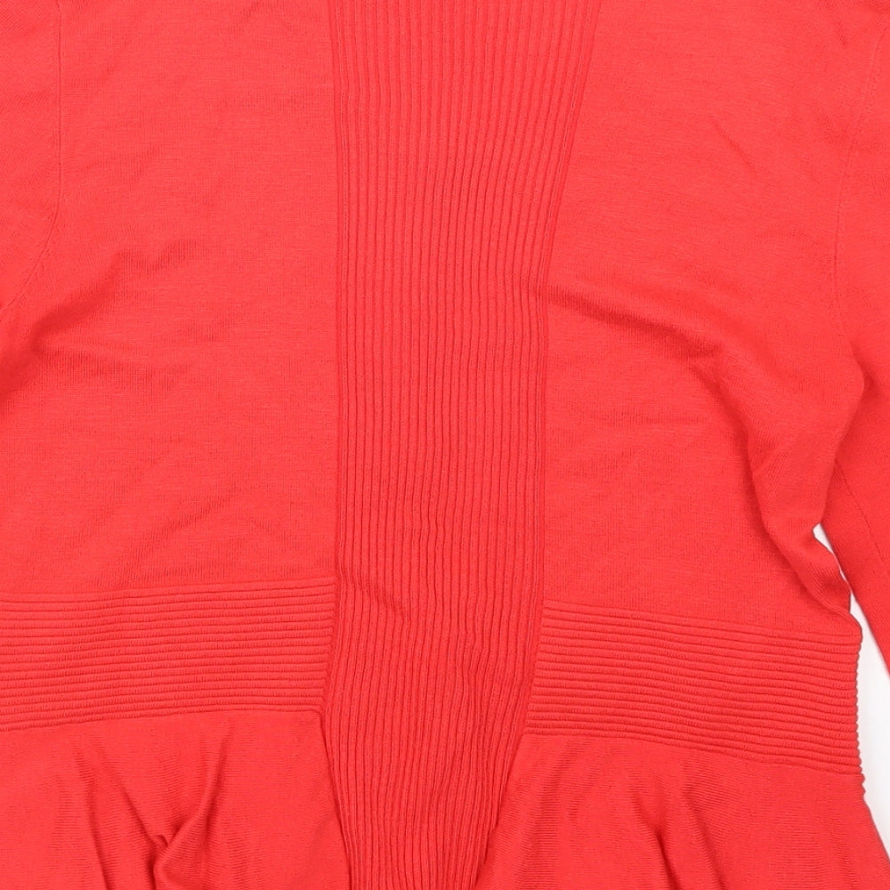 Per Una Womens Red Knit Cardigan Jumper Size 12