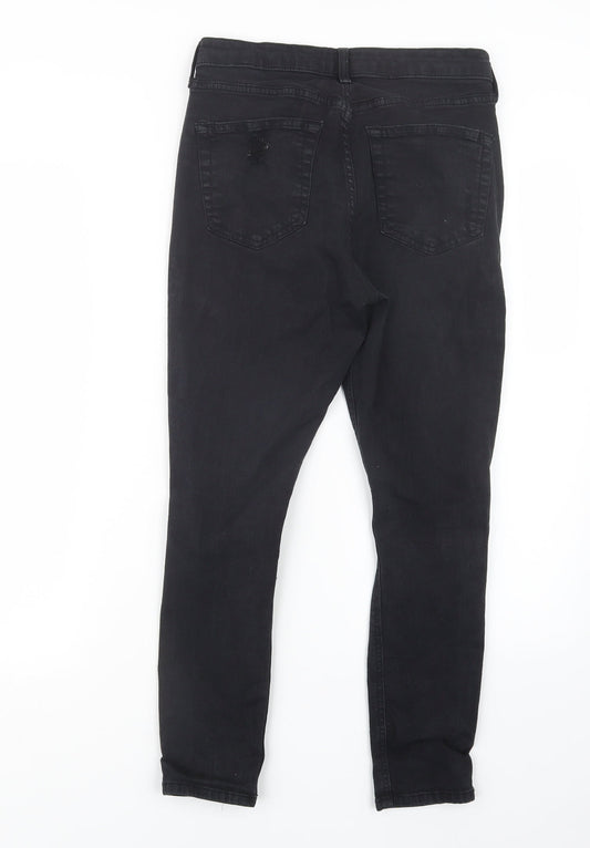 Topshop Womens Black Denim Straight Jeans Size 27 in L24 in