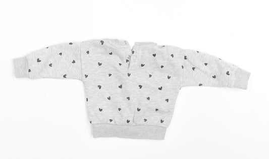 Primark Girls Grey Polka Dot Pullover Jumper Size 6-9 Months