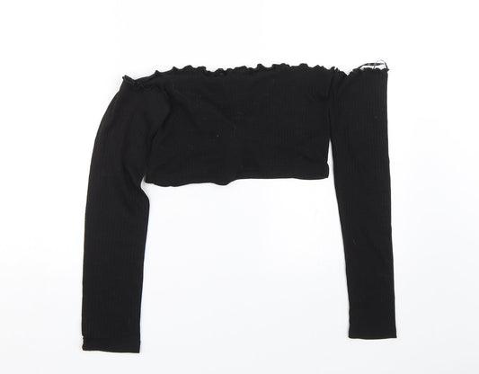 Missguided Womens Black Cropped T-Shirt Size 6