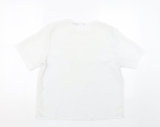 Berkertex Womens White Floral Basic Blouse Size 16