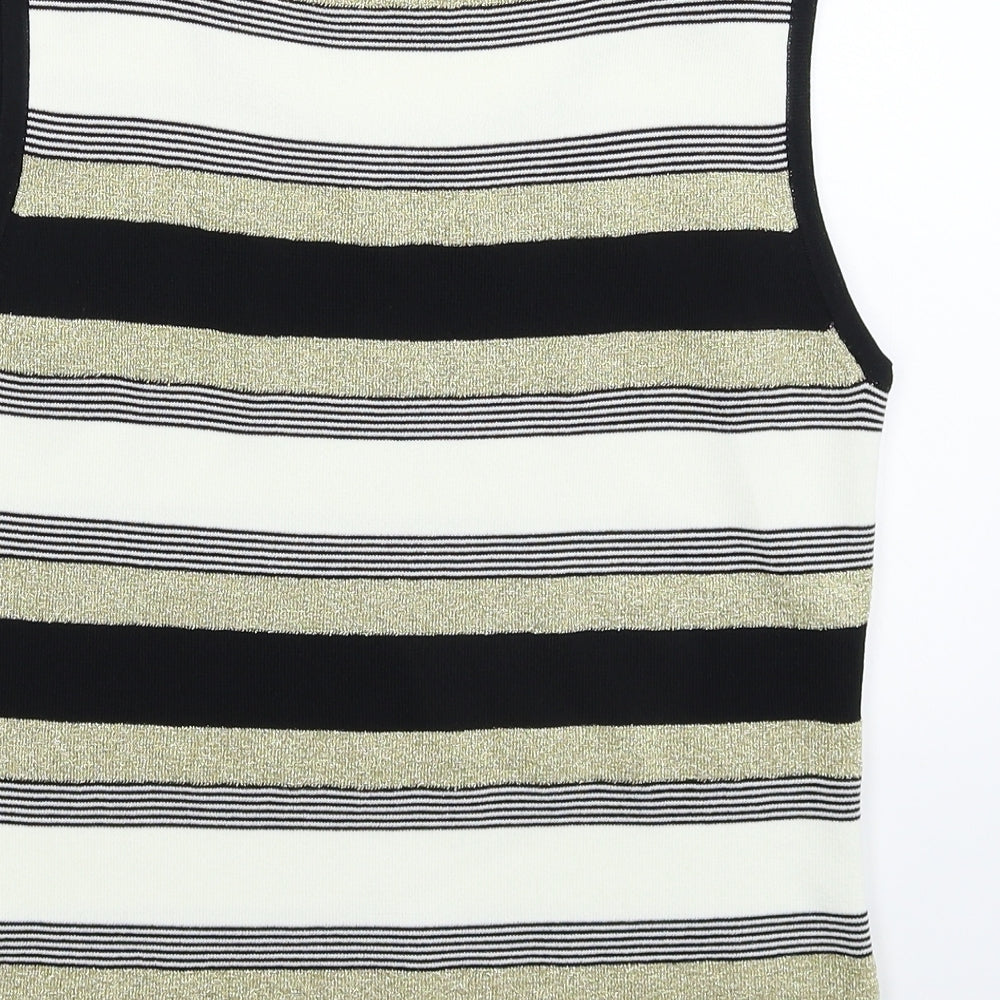 Brand and care label for Roman women’s multicoloured striped knit jumper, size S