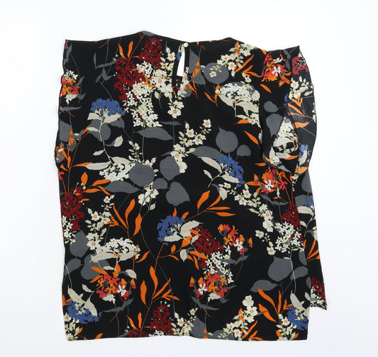 Marina Kaneva Womens Black Floral Basic Blouse Size 12