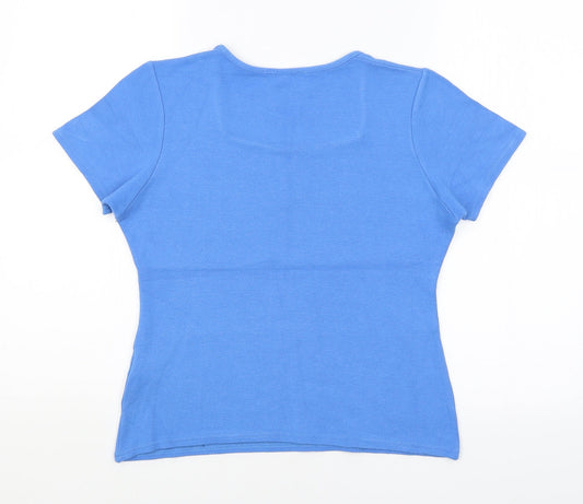 AMARANTO Womens Blue Basic T-Shirt Size S