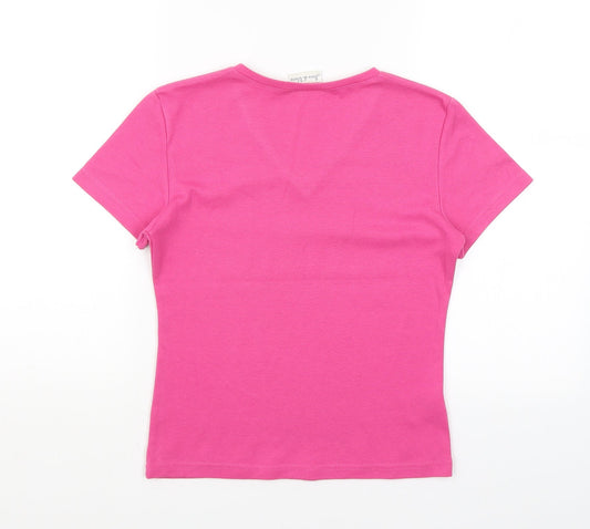 Joie De Vivre Womens Pink Basic T-Shirt Size S