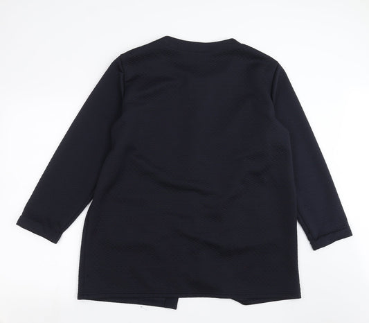 Gabriella Vicenza Womens Blue Geometric Overcoat Jacket Size 16