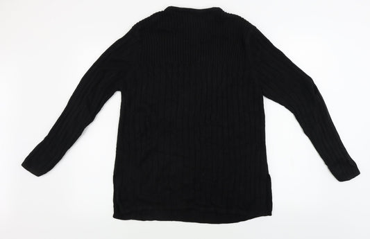 Aniela Womens Black Pullover Jumper Size L