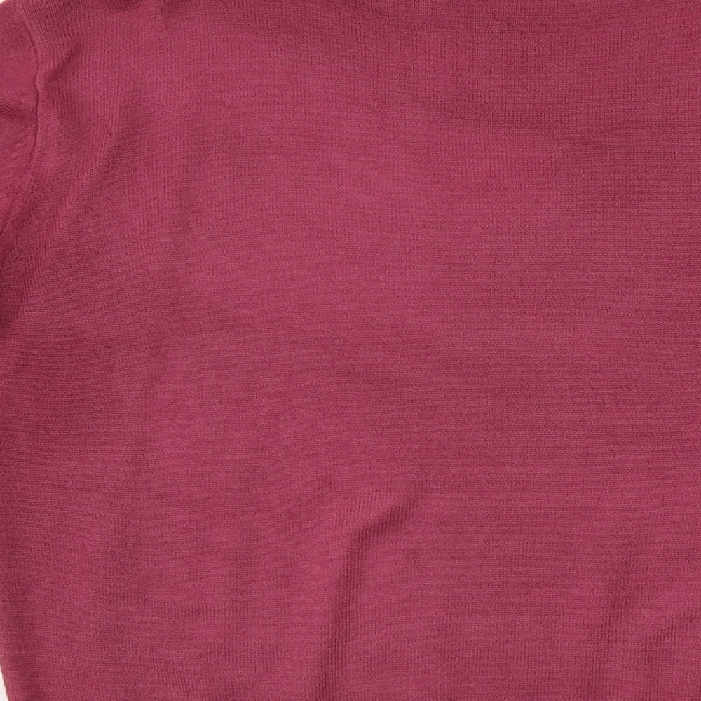 Brand and care label for isabella men’s purple jumper, size S