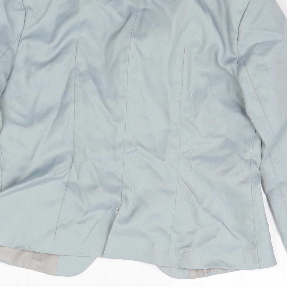 Preworn Womens Blue Striped Jacket Suit Jacket Size S