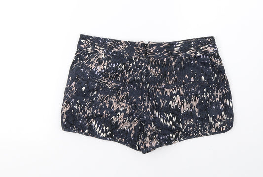 Back view of French Connection women’s blue hot pants shorts, size UK 8