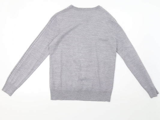 Matalan Womens Grey Geometric Knit Pullover Sweatshirt Size 10