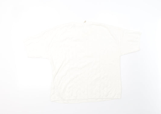 Anthology Womens White Knit Pullover Sweatshirt Size 14