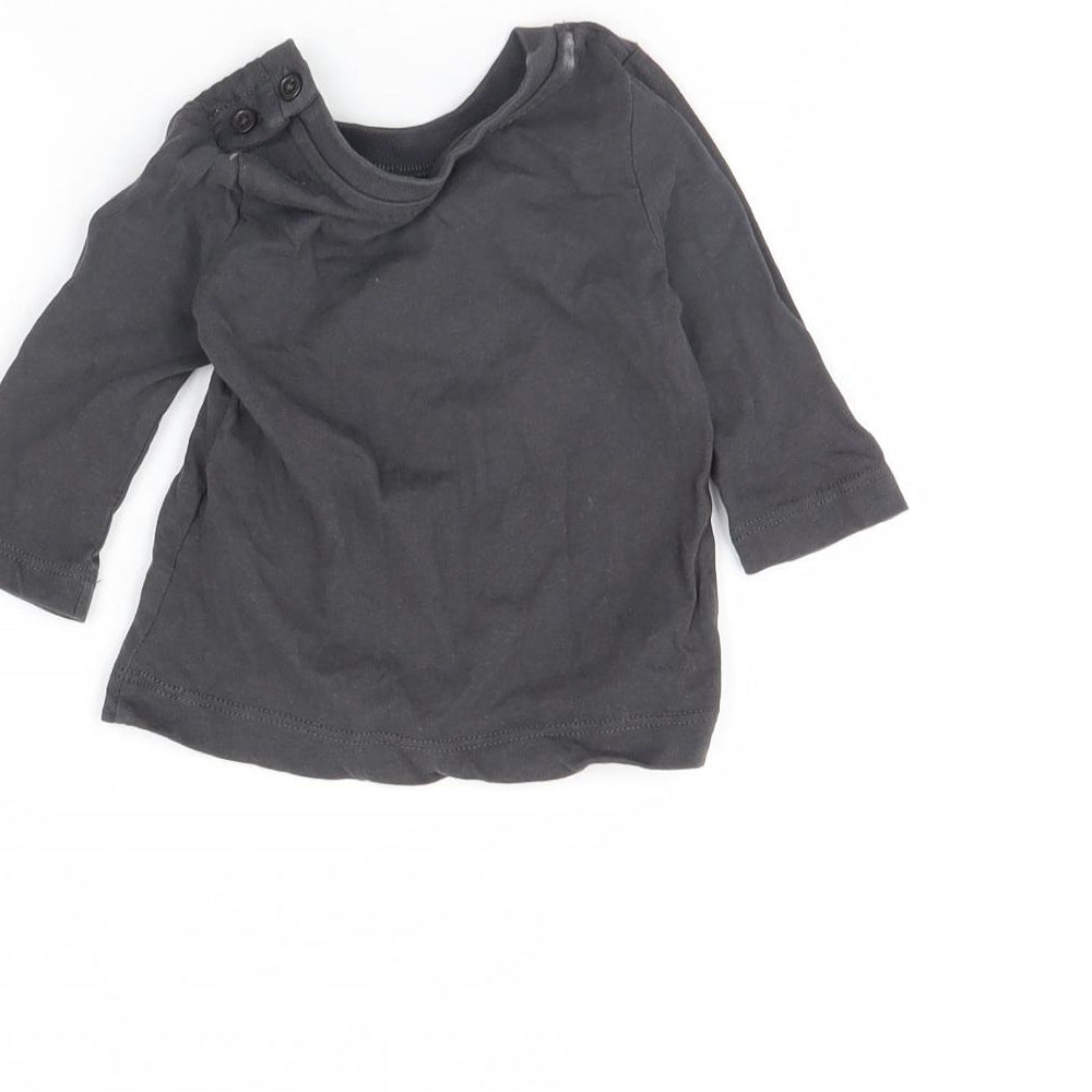 Brand and care label for Preworn Baby Grey Basic T-Shirt, size 0-3, Months - Dinosaur