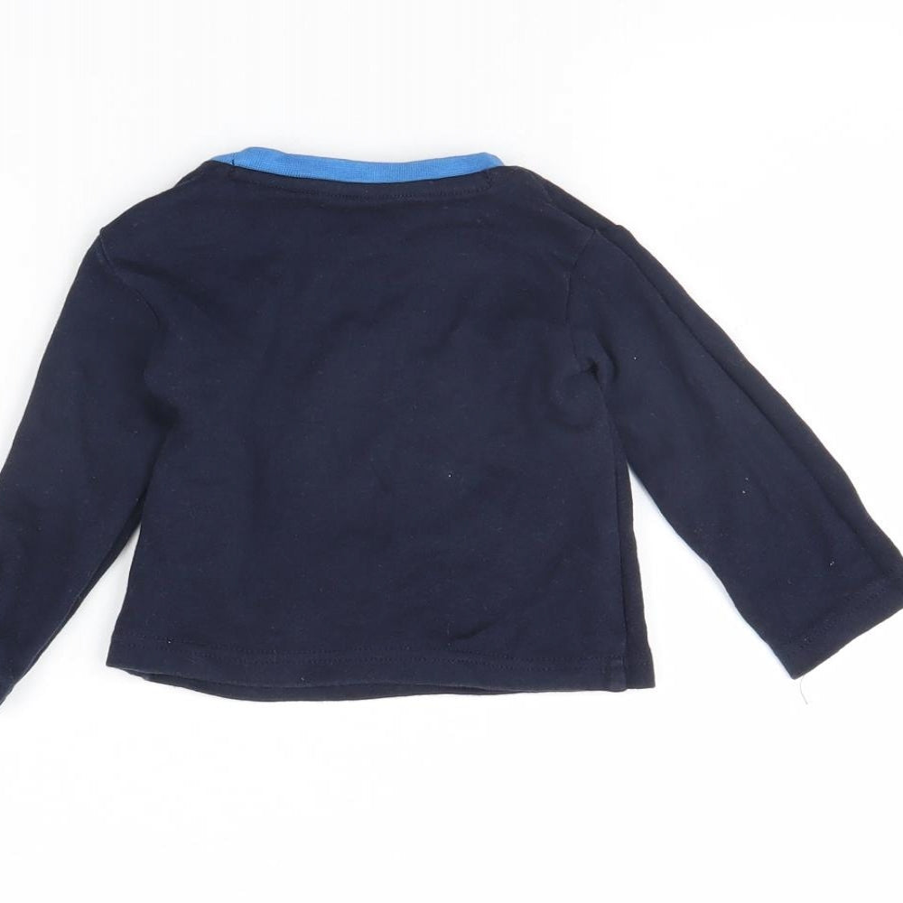 Brand and care label for Early Days Baby Blue Basic T-Shirt, size 6-9, Months - Tractor
