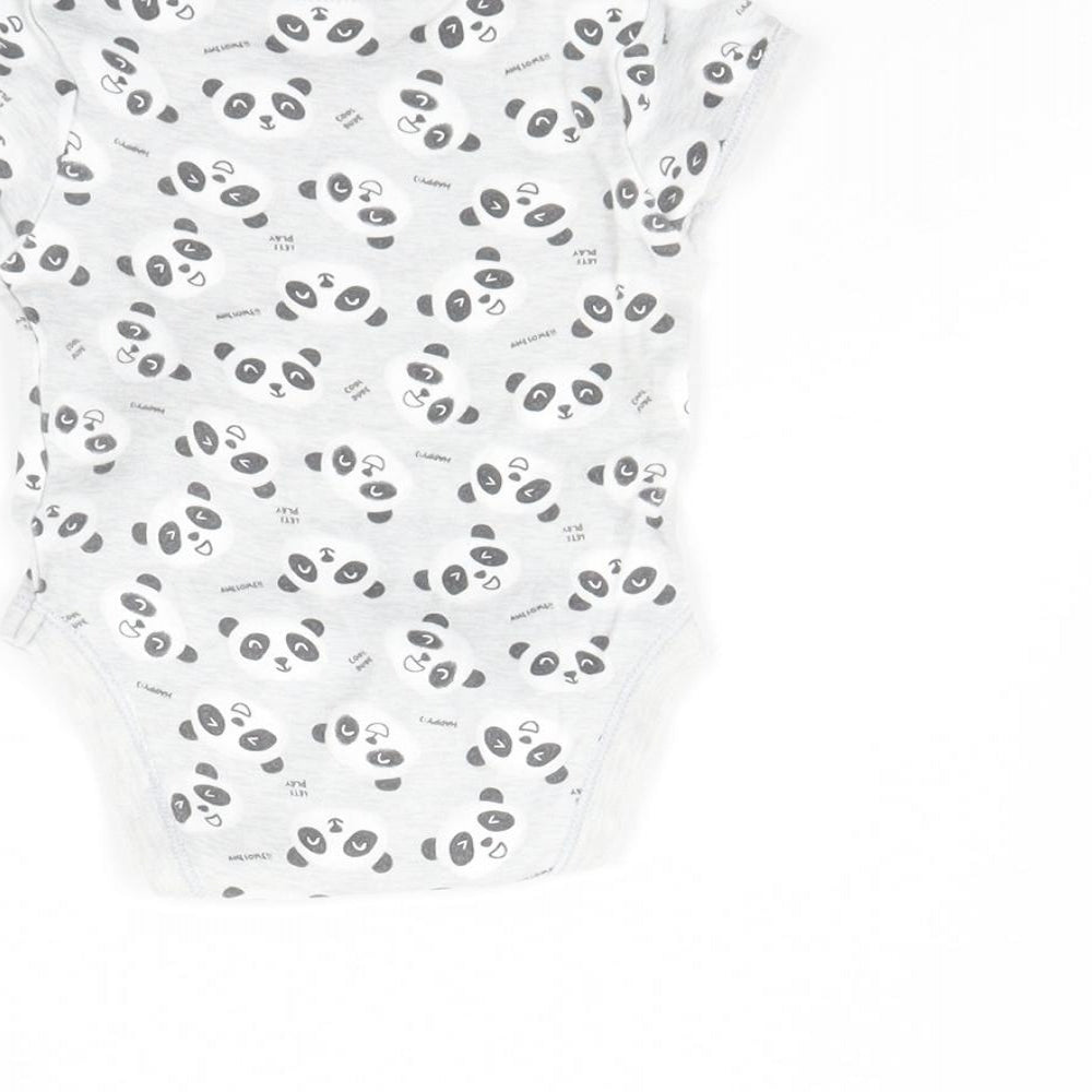 Primark Baby Grey Animal Print Babygrow One-Piece Size 0-3 Months - Panda