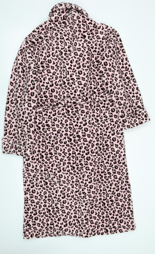 Cosy Up Womens Pink Animal Print Gown