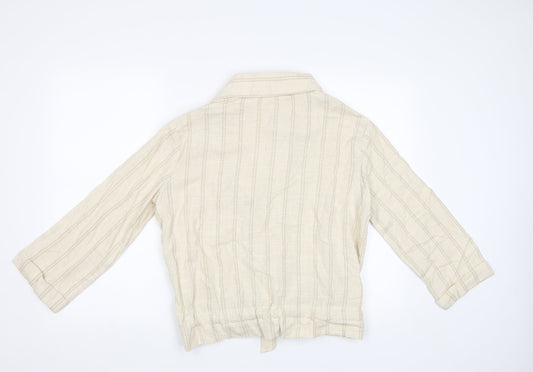 My Sunday Morning Womens Beige Striped Jacket Blazer Size M