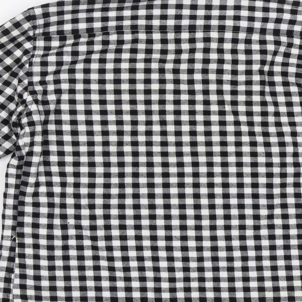 Ochenta Mens Black Check Button-Up Size L