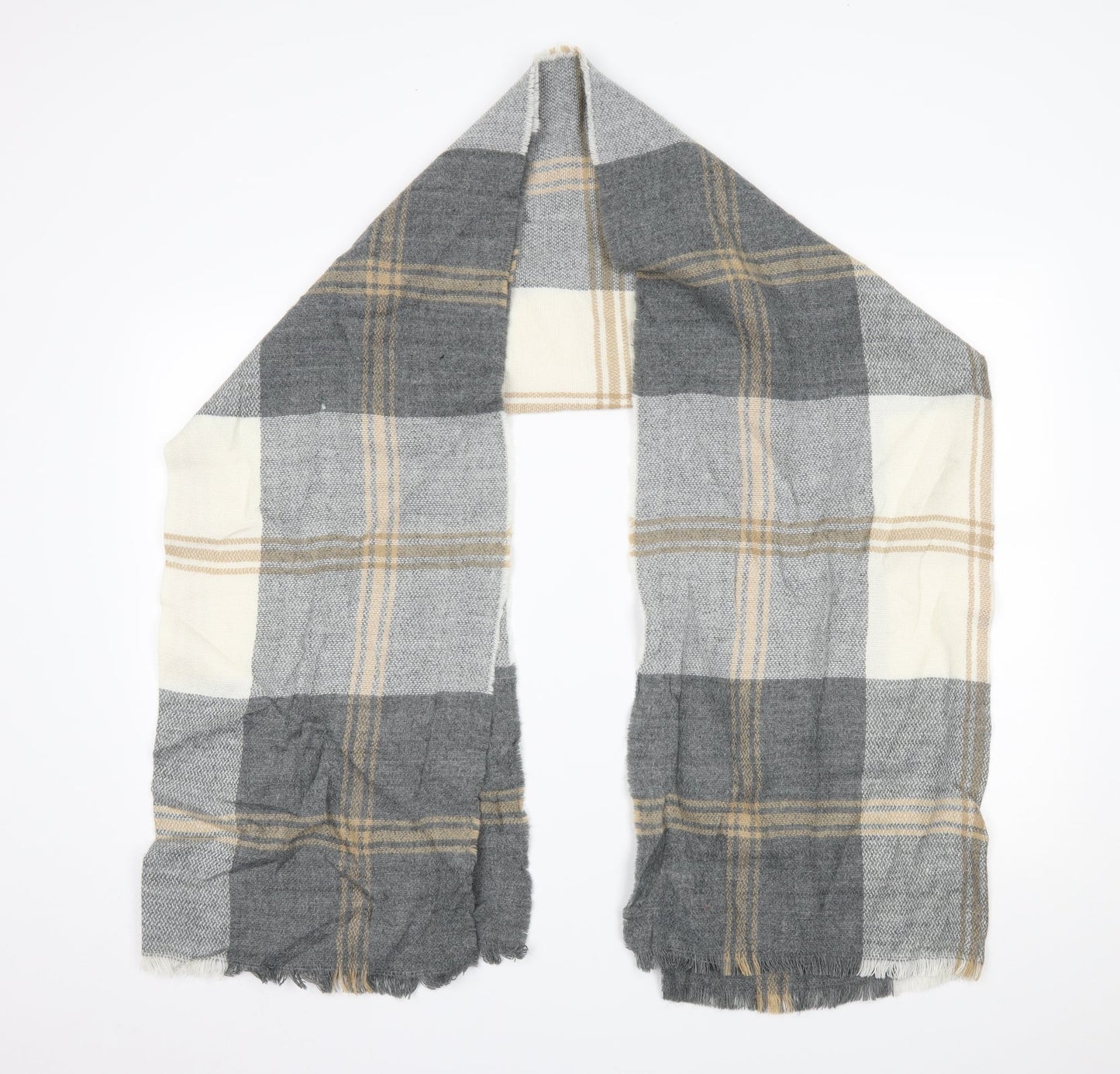Preworn Womens Grey Plaid Scarf