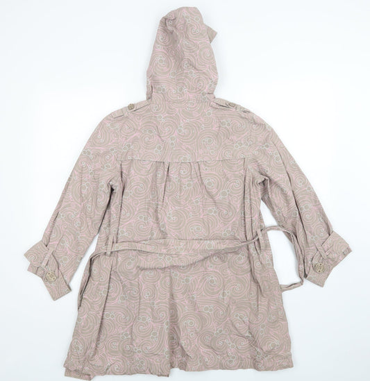 HOOCH Womens Beige Floral Overcoat Coat Size 10