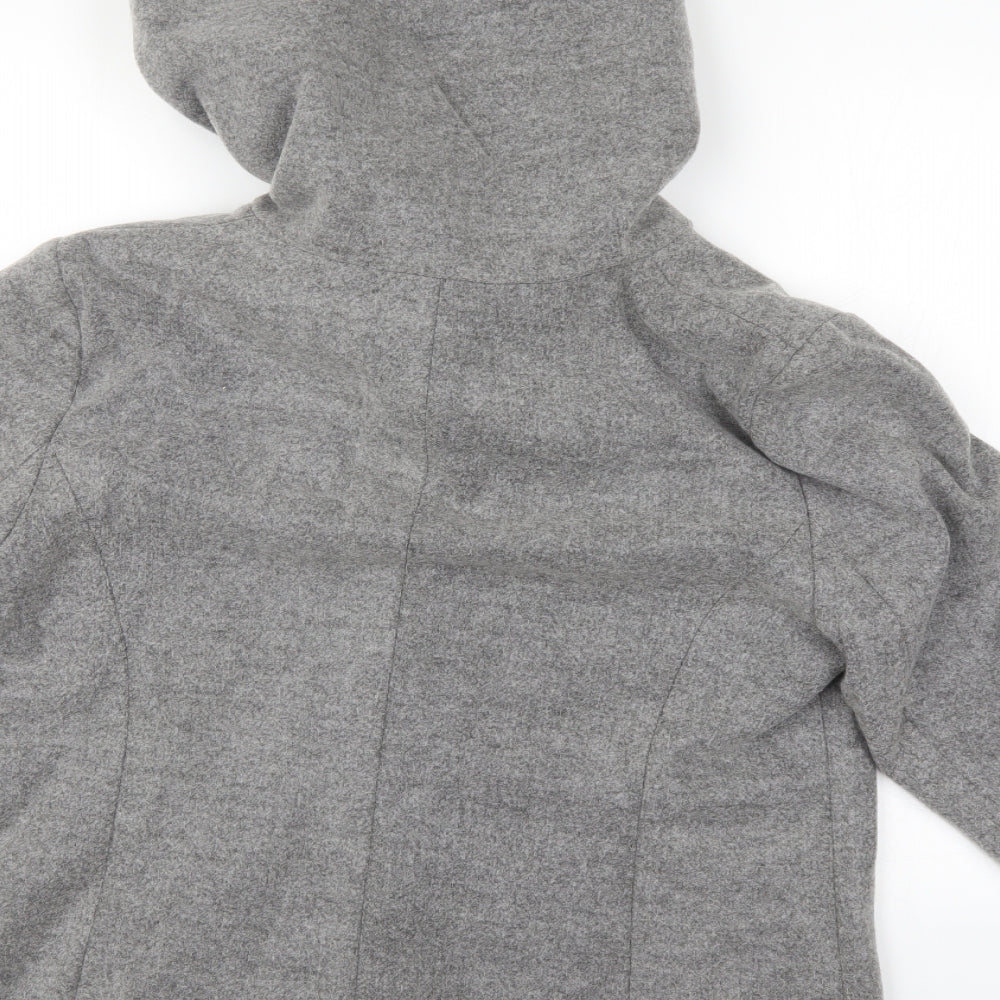 Brand and care label for women’s grey overcoat coat, size UK 16