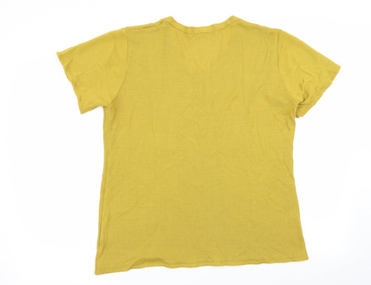 colourfield Womens Yellow Basic T-Shirt Size XL