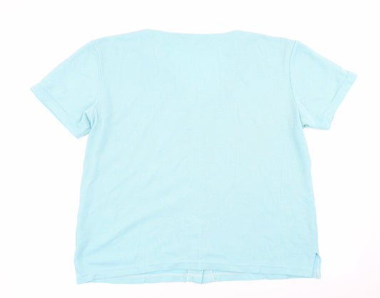 Papillon Womens Blue Basic Button-Up Size M