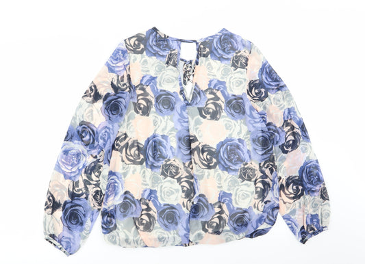 K&D Womens Multicoloured Floral Basic Blouse Size 12