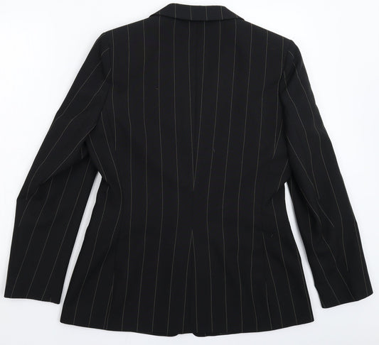 Impressions Womens Black Striped Jacket Suit Jacket Size 14