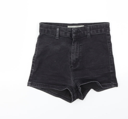 Topshop Womens Black Houndstooth Cut-Off Shorts Size 6