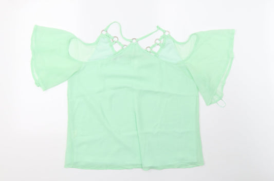 jaune rouge Womens Green Mesh Basic Size M