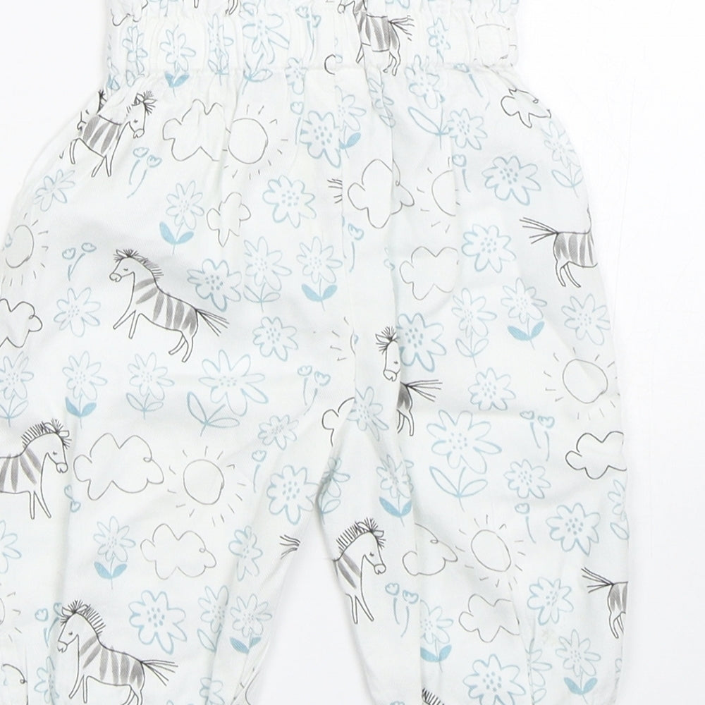 M&S Baby White Floral Sweatpants Trousers Size 0-3 Months