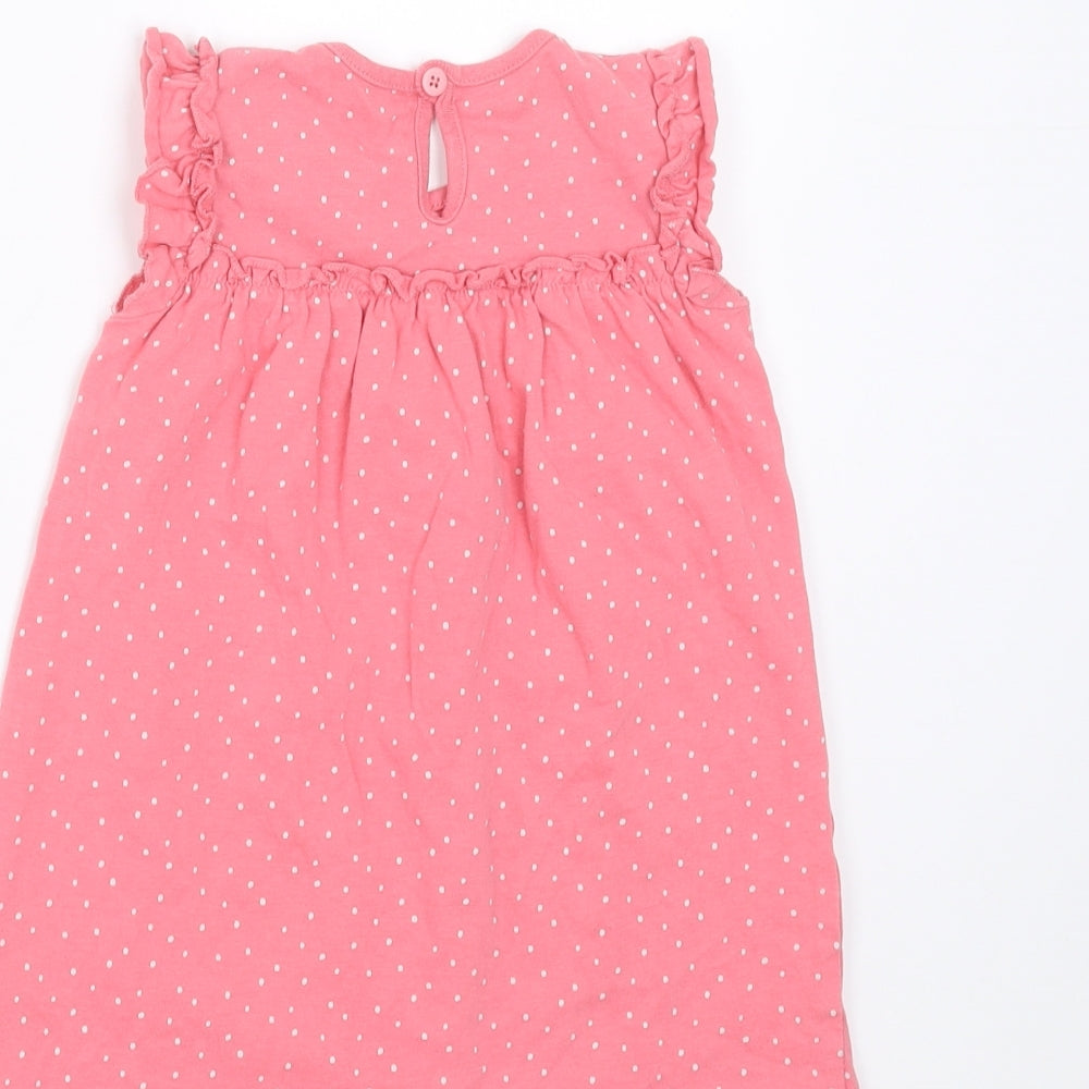 Brand and care label for George girls’ pink polka dot t-shirt dress, size 12-18, months