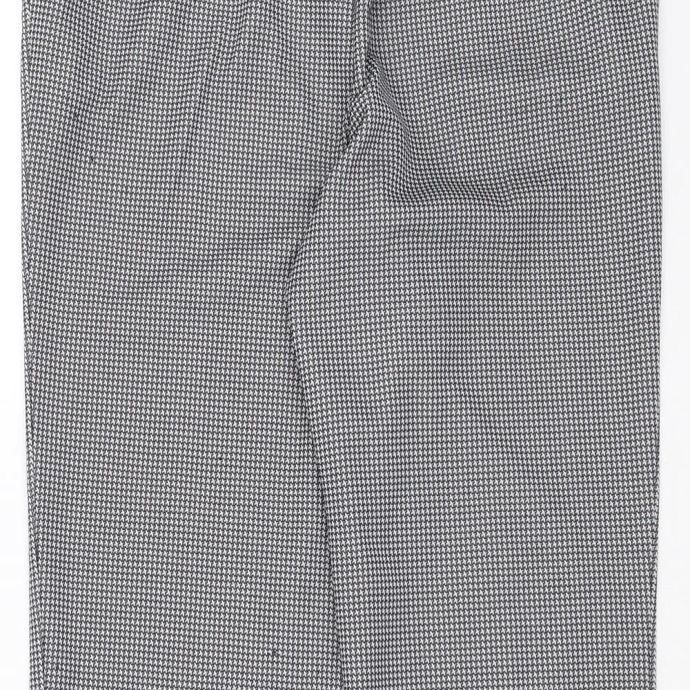 Marks and Spencer Womens Blue Houndstooth Trousers Size 14 L26 in